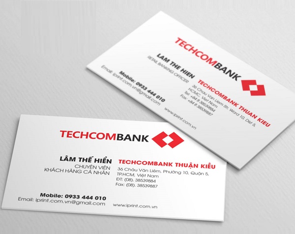Mẫu card visit ngân hàng Techcombank